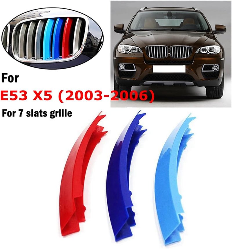 Goodream Tricolored Grille Insert Trims Compatible With BMW 2003-2006 E53 X5 7-Beams Center Kidney Grill - Image 2